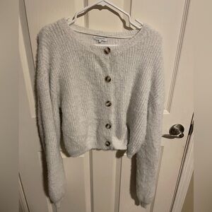 Crescent white fluffy sweater size small